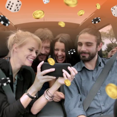 People in car play online casino