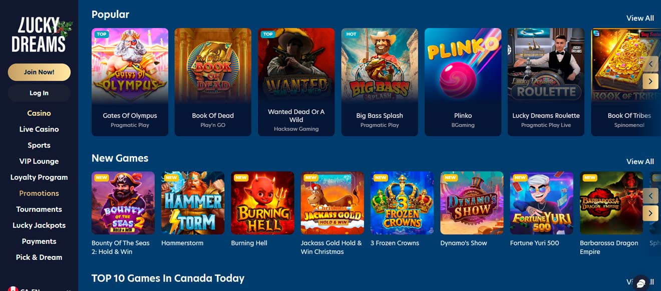 Lucky Dreams popular online casino