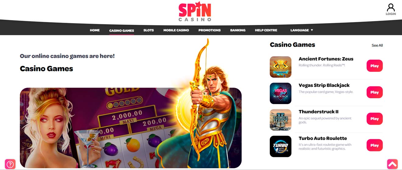 Spin Casino popular online casino